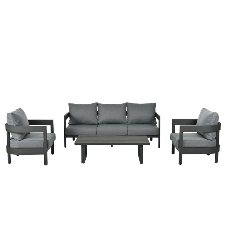 Whisen High-Quality Outdoor Seating Set with Thick Cushions for Ultimate Comfort, Perfect for Lawns, Patios, and Poolside - Gray