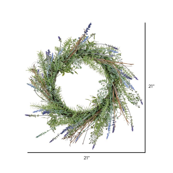 Vickerman Everyday 21" Indoor Artificial Lavender Wreath - Premade Decorative and Durable Plastic Wreath for Home Or Office - Maintenance Free