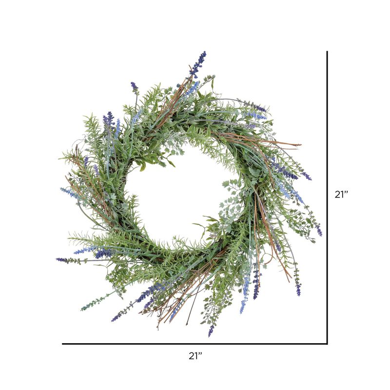 Vickerman Everyday 21" Indoor Artificial Lavender Wreath - Premade Decorative and Durable Plastic Wreath for Home Or Office - Maintenance Free image number 1