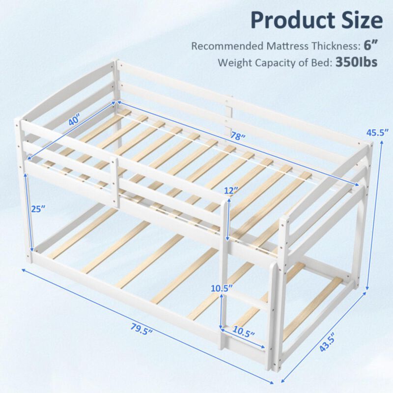 Hivvago Twin Size Bunk Bed with High Guardrails and Integrated Ladder