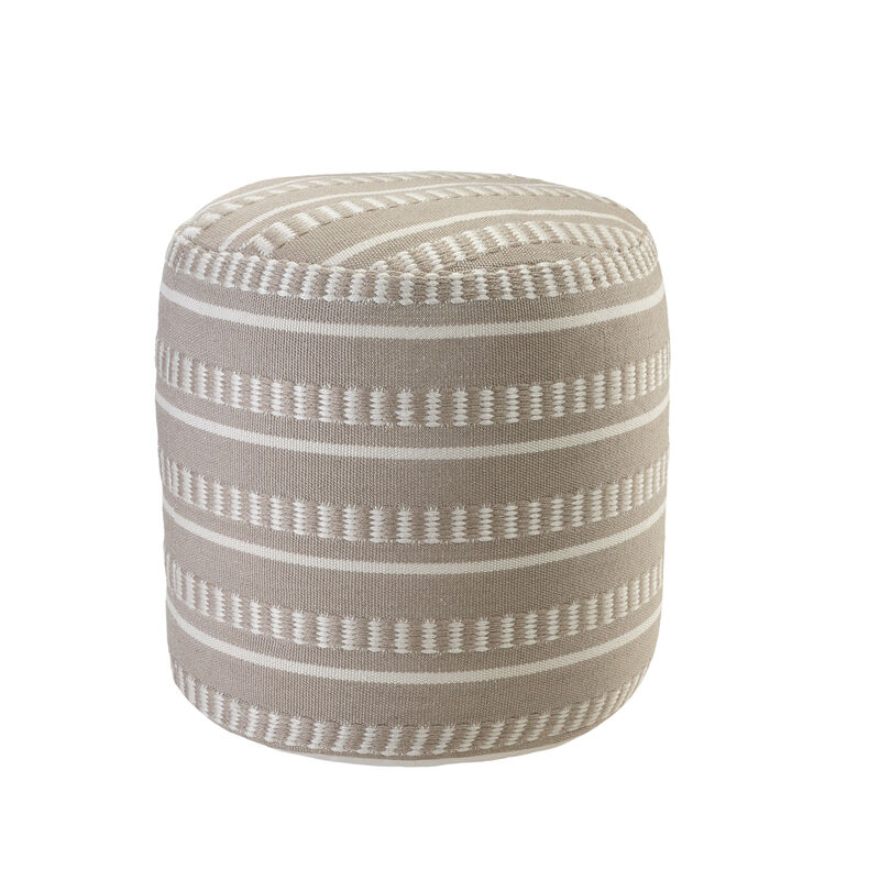 Polyester Round Striped Indoor Outdoor Pouf Ottoman