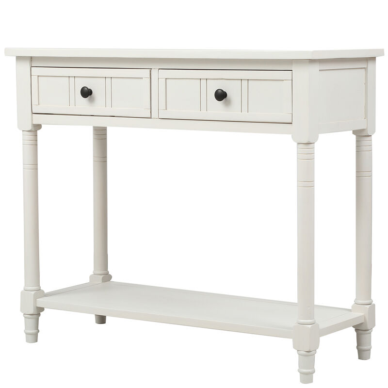 Merax Console Table Traditional Design with Two Drawers and Bottom Shelf