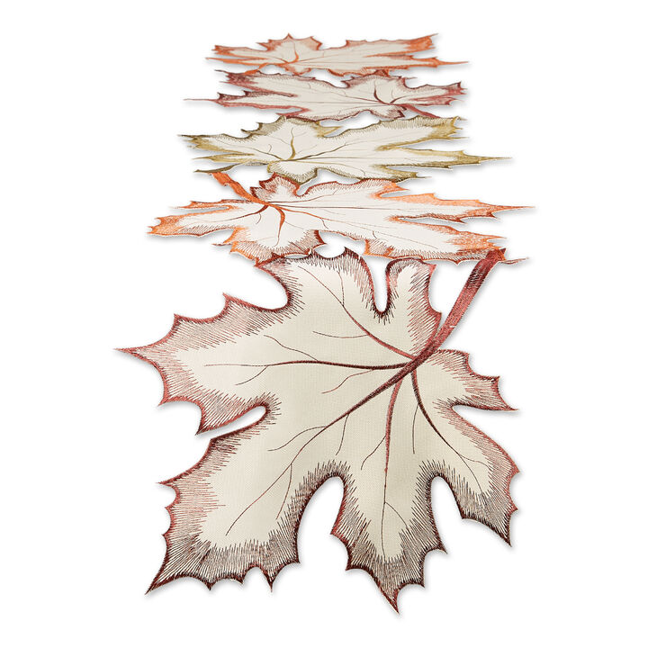 108" Beige Maple Leaves Embroidered Table Runner