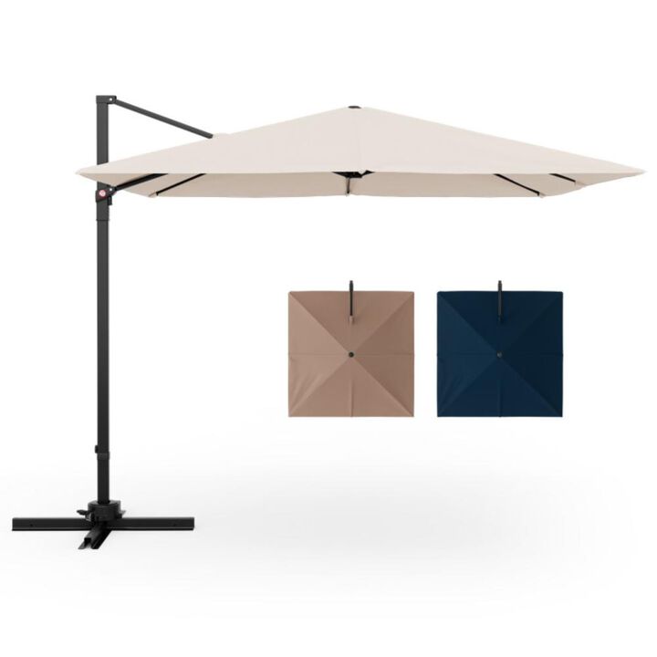 Hivvago 9.5 Feet Square Patio Cantilever Umbrella with 360&deg; Rotation
