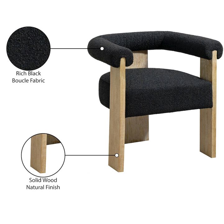 Meridian Furniture Barrel Black Boucle Fabric Dining Chair