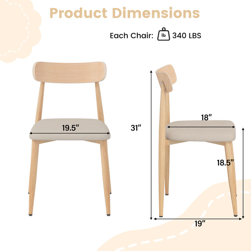Set of 4 Linen Upholstered Dining Chairs with Padded Seat and Curved Back image number 2