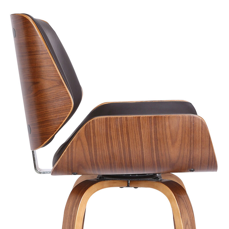 Hivvago 30 Inch Brown Solid Wood Swivel Low Back Bar Height Bar Chair