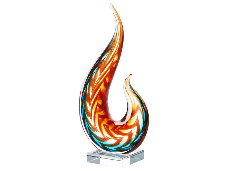 Hand Blown Flame Sommerso Art Glass Sculpture