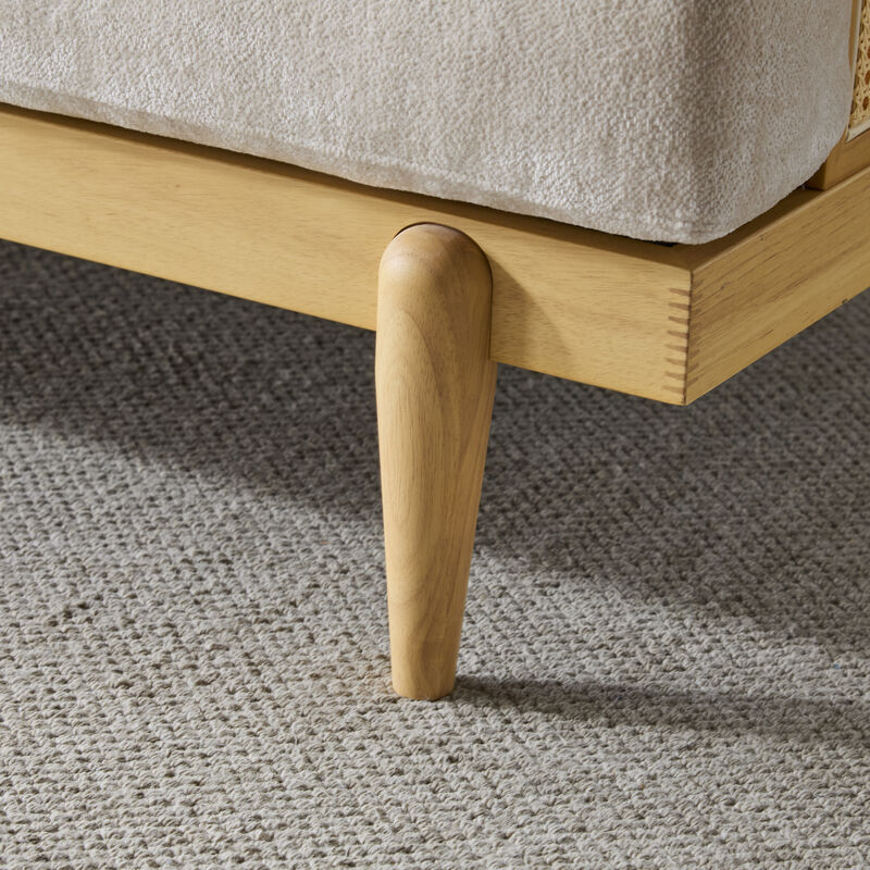 Christopher Knight Home Dorian 72" Rubberwood and Rattan 3-Seater Sofa with Cushion