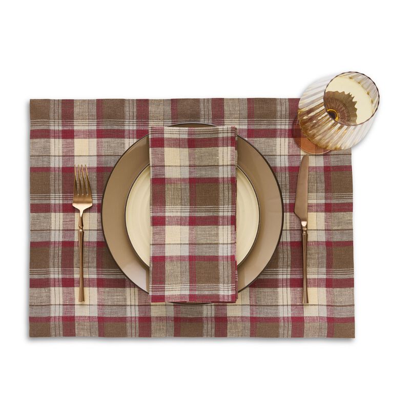 Linen Dinner Napkins - Rustic Plaid image number 1