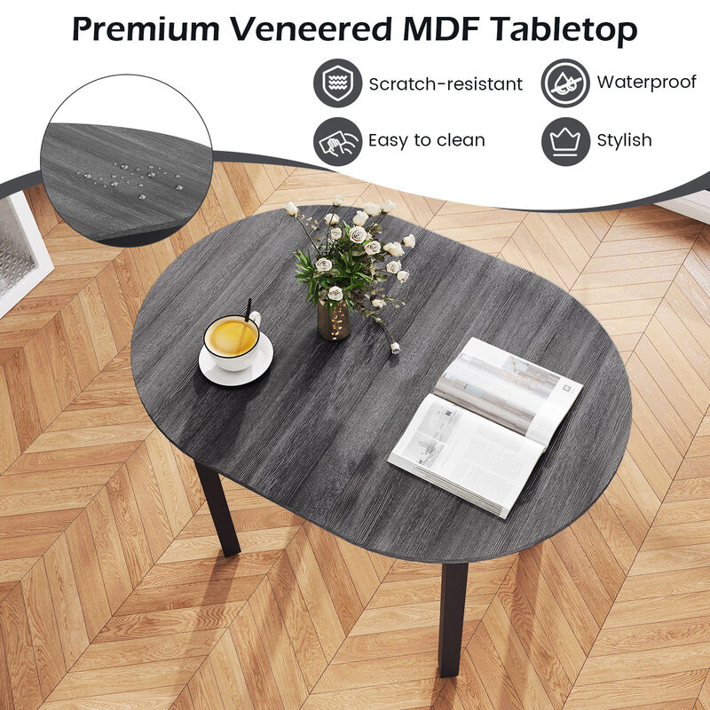 Black 43" Dining Table with Solid Rubber Wood Legs for 2-4 Seats image number 4