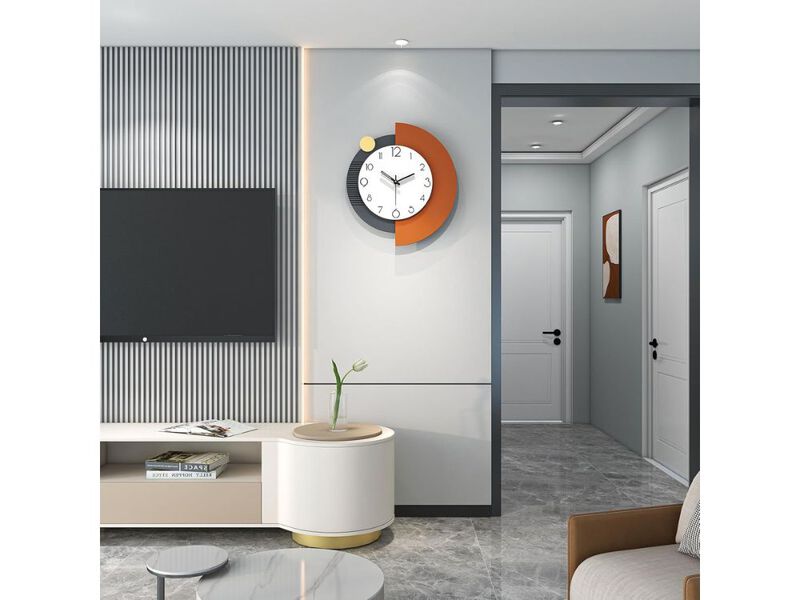 Modern Wall Clock Black Wood Silent Non Ticking Battery Operated image number 1