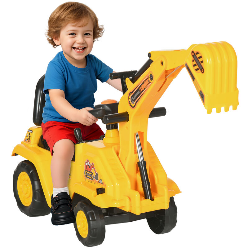 BreeBe 2 in 1 Ride On Toy Digger Digger Tractor Pulling Cart Pretend Play Construction Truck image number 0