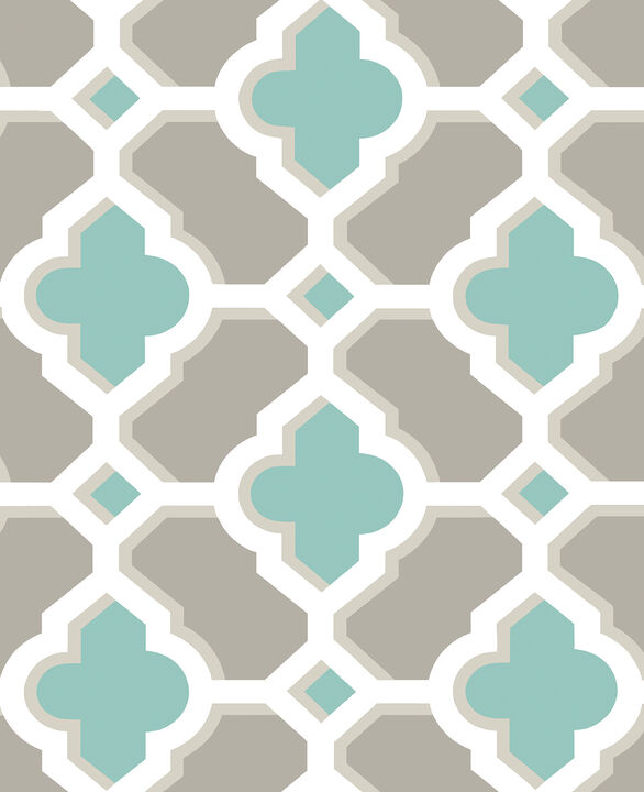 Lido Turquoise Quatrefoil Wallpaper