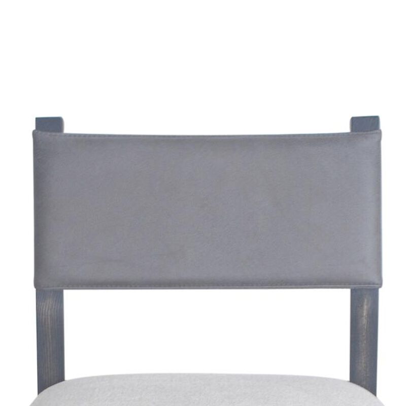 Liom Dining Side Chair Set of 2, Ash Gray Fabric, Blackwash Frame