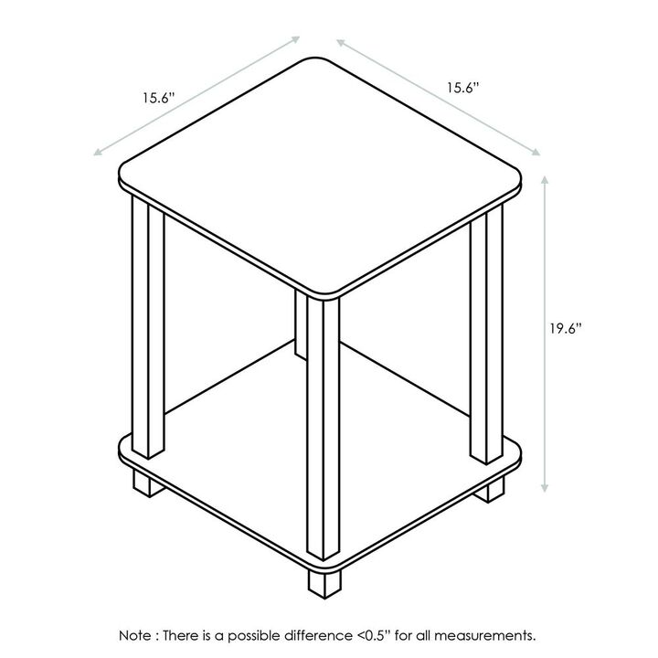 Furinno Simplistic End Table, Set of Two, Dark Walnut