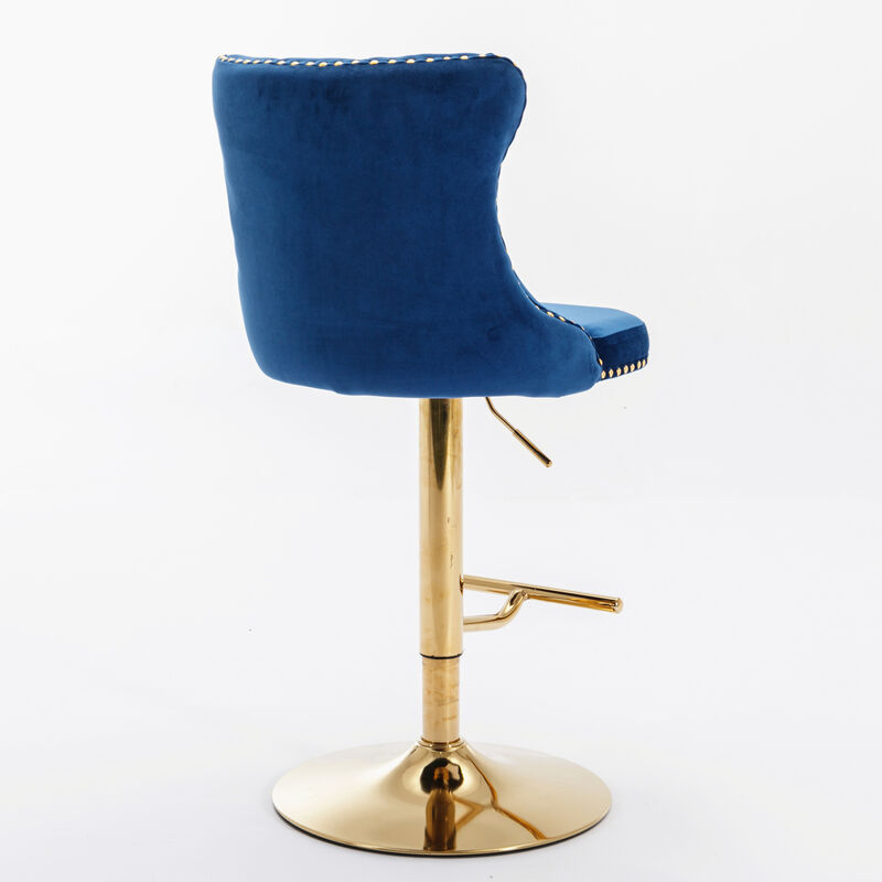 Streamdale Modern Blue Velvet Bar Stools, Set of 2 image number 4