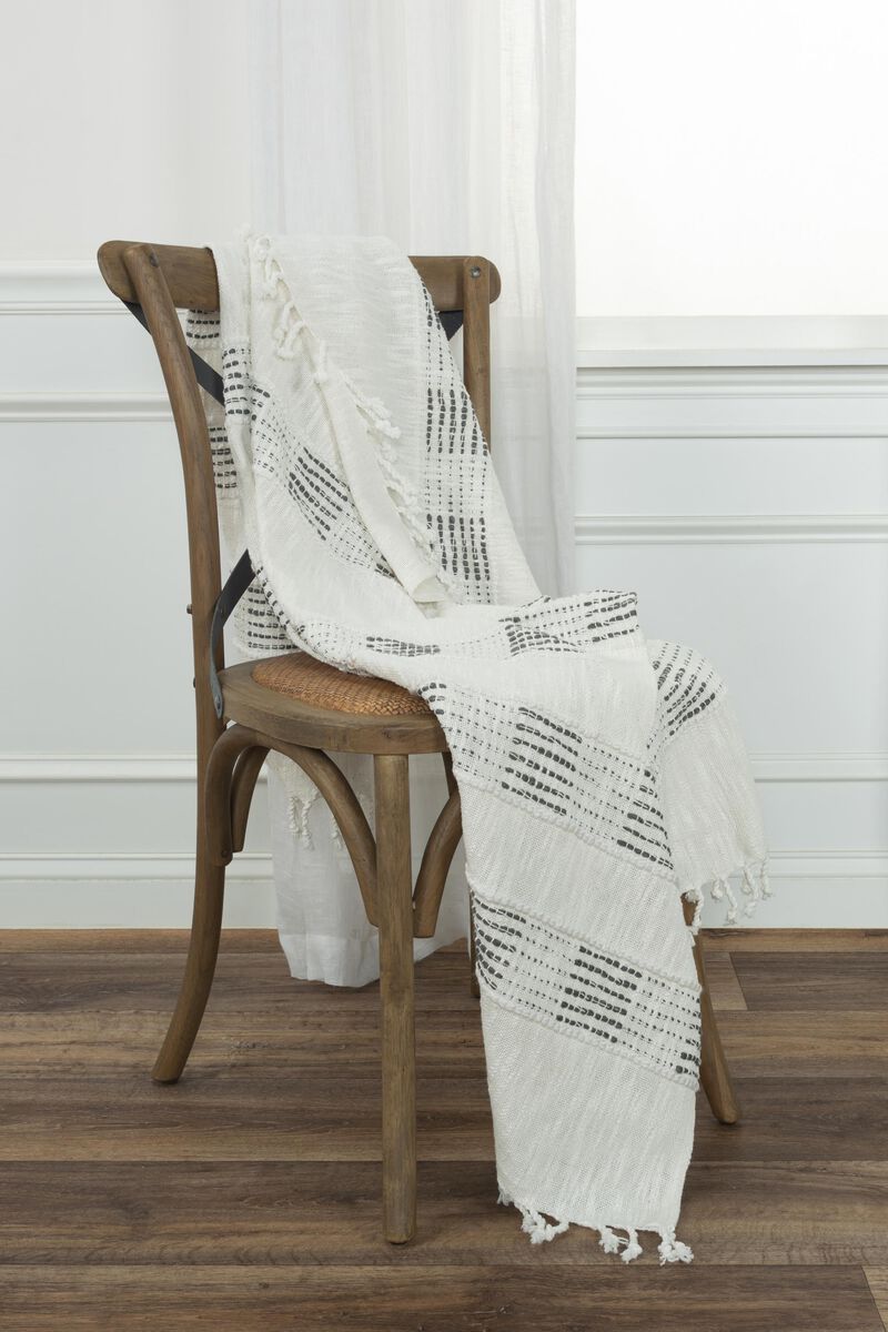 Gray/Natural 50" x 60" Throw Blanket, Artisanal