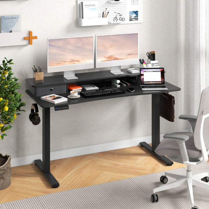 Modern Electric Standing Desk with 2 Storage Drawers &ndash; Adjustable Sit Stand Workstation