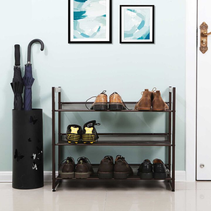 BreeBe Bronze Metal Shoe Rack with Adjustable Shelves
