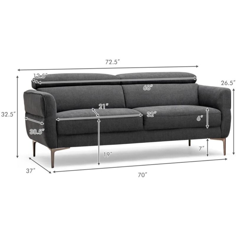 Hivvago Modern Fabric Loveseat Sofa Couch with Adjustable Headrest image number 8