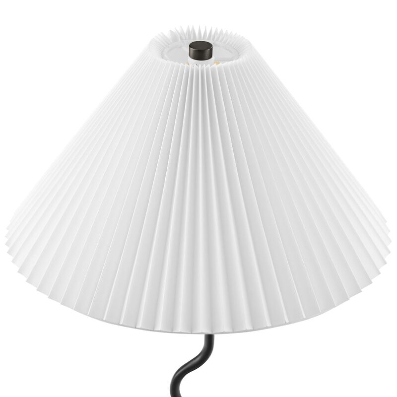 Modway Wave Squiggle Table Lamp in Black - Modern Table Lamp with Pleated Lamp Shade - Aesthetic Accent Lamp - Ambient Lighting for Bedroom, Living Room, and Entry Table image number 8