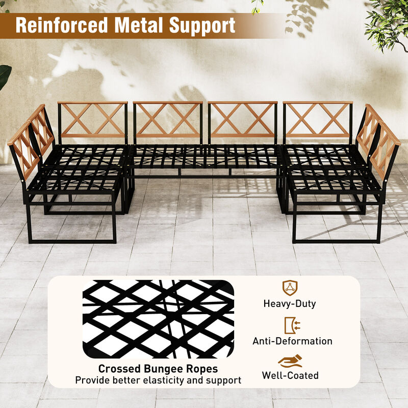 Beige Outdoor Sectional Sofa Set, 6-Piece Conversation Set with Cushions image number 4