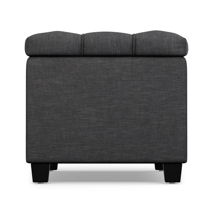 Sienna 33 inch Wide Transitional Rectangle Storage Ottoman Bench in Slate Grey Linen Look Fabric, Assembled image number 4