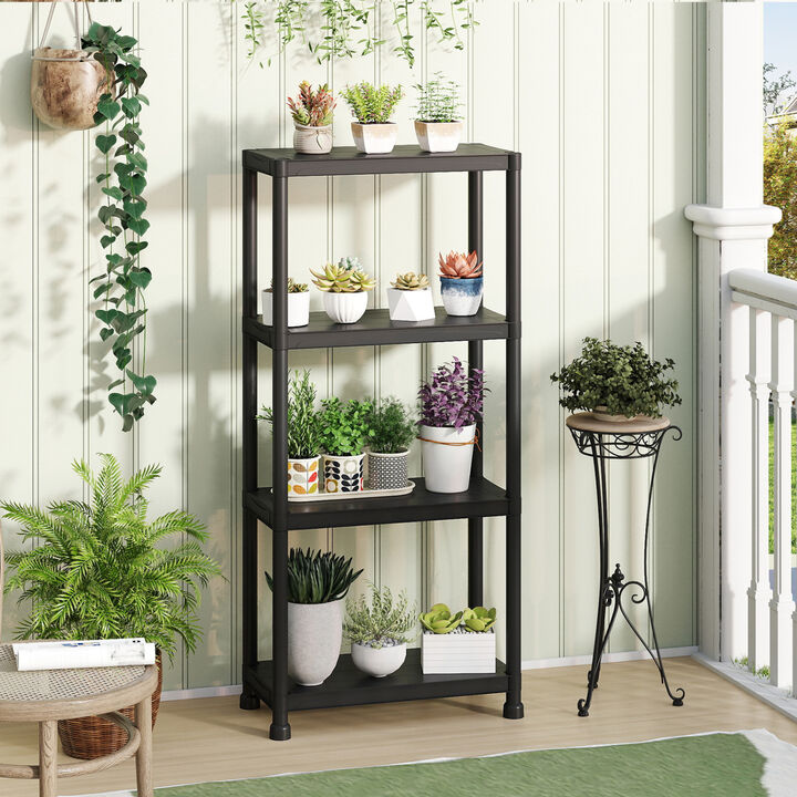 Freestanding 4 Tier Plastic Shelving Unit for Garage Home and Utility Room-Black