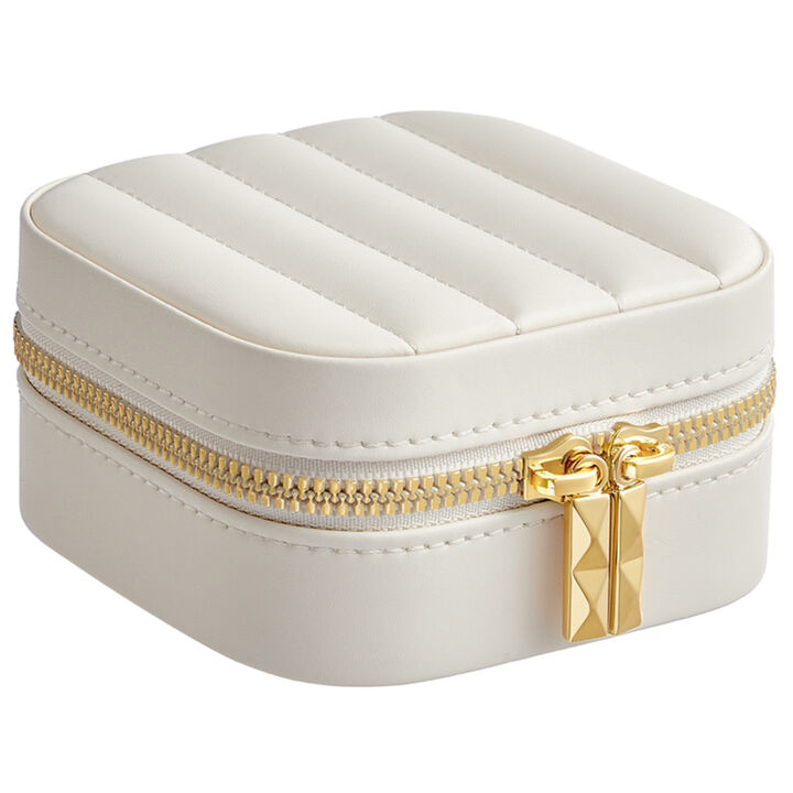 Compact Travel Jewelry Case with Mirror for Storage and Organization