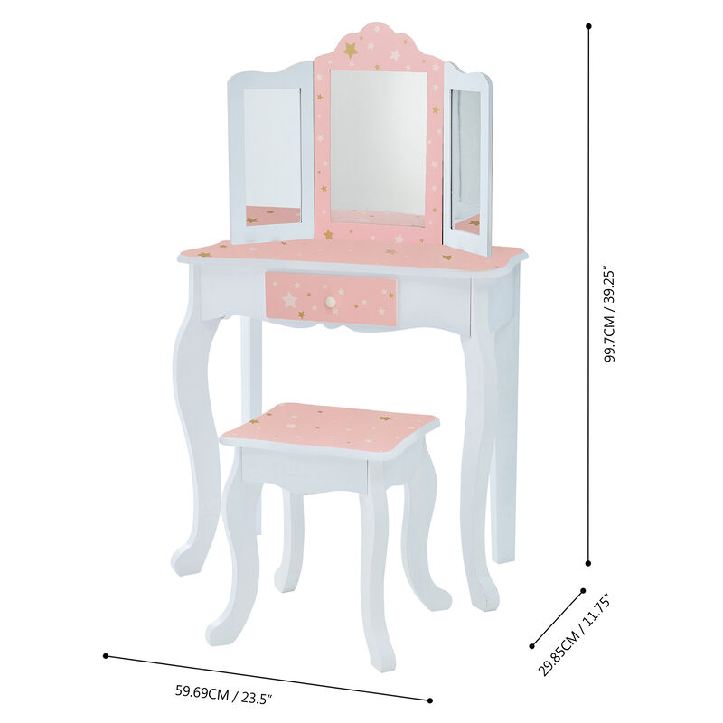 Fantasy Fields - Fashion Twinkle Star Prints Gisele Play Vanity Set - Pink / White