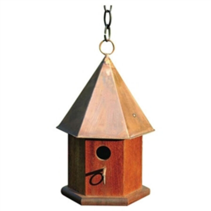 Handcrafted Mahogany Songbird Birdhouse with Elegant Shiny Roof