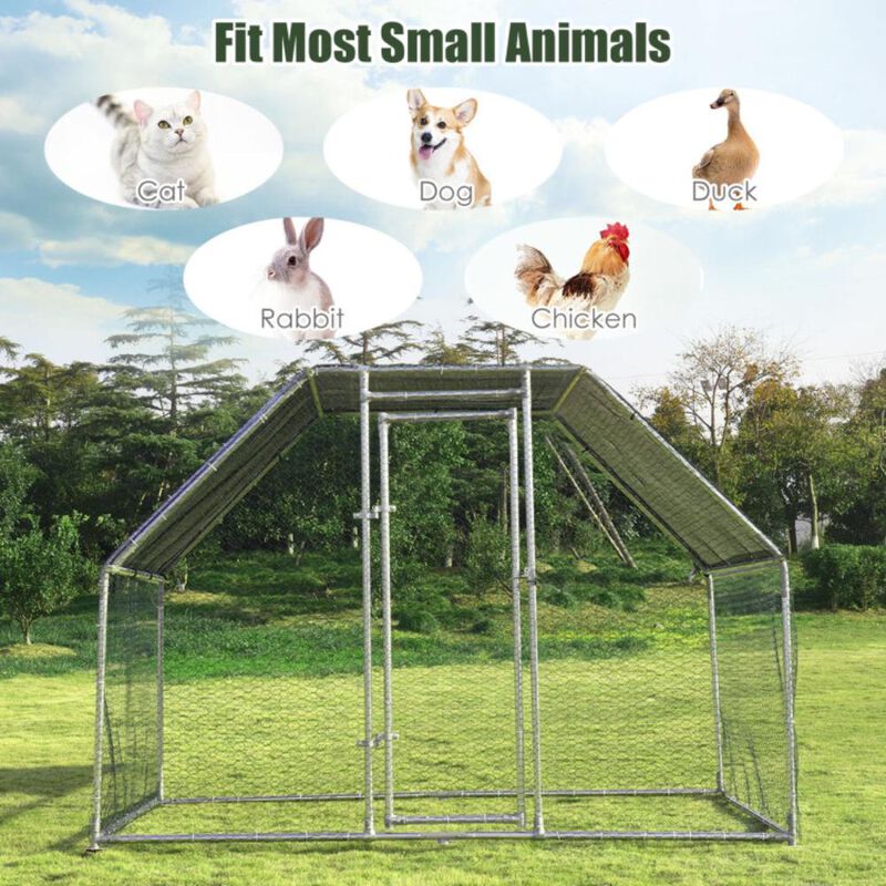 Hivvago 9.5 x 6.5 Feet Large Walk In Chicken Run Cage