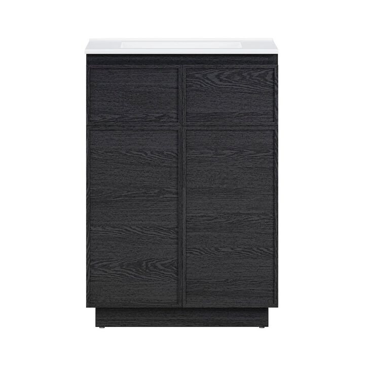 St. Tropez 24" Freestanding Bathroom Vanity in Black Oak with Sink Top