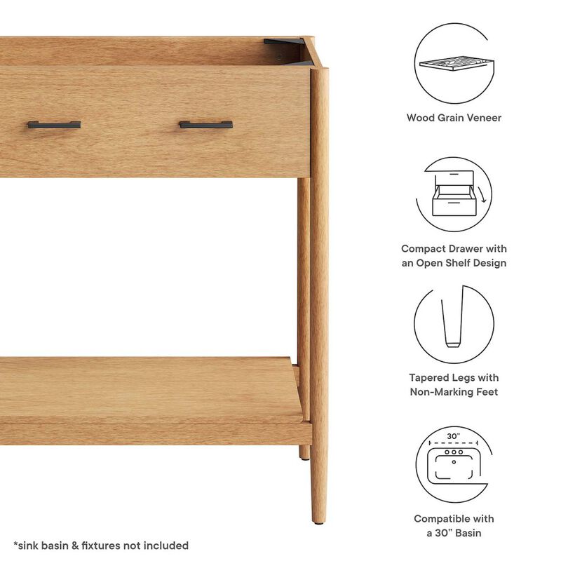 Modway EEI-6353-NAT Zaire 30" Bathroom Vanity Cabinet (Sink Basin Not Included), Natural image number 1