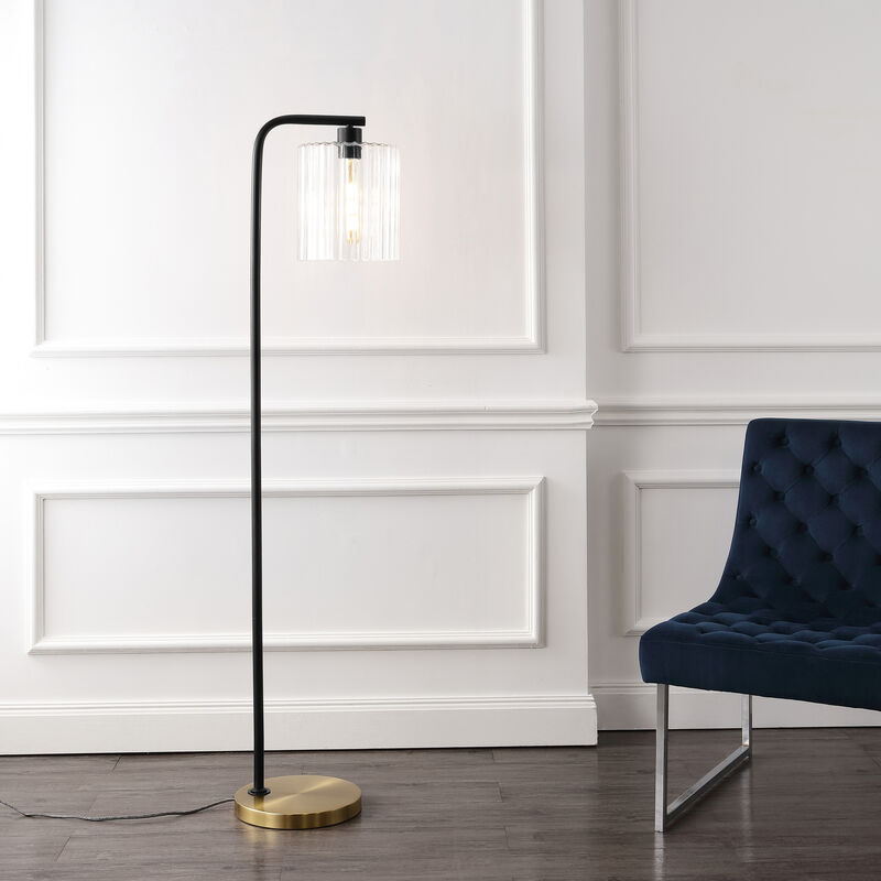Easton Modern Minimalist Metal/Ribbed Glass LED Floor Lamp