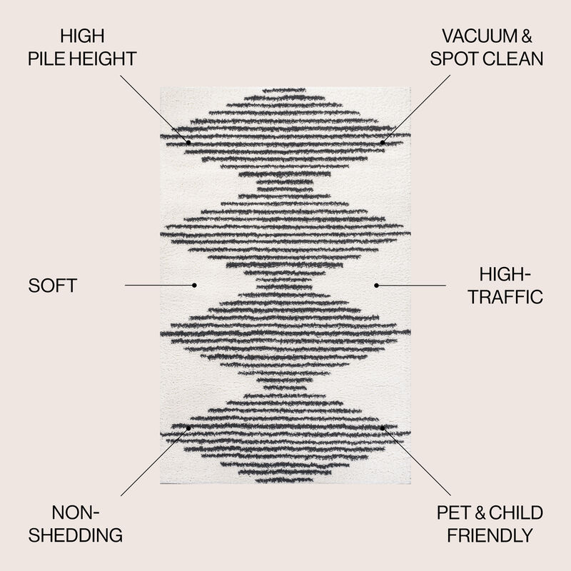 Elm Diamond Stripe Geometric Shag Area Rug