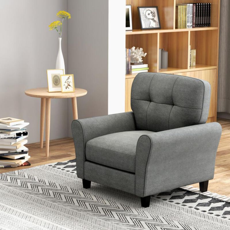 Hivvago Modern Upholstered Accent Chair with Rubber Wood Legs