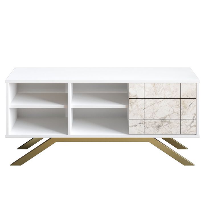 Decorotika North Tv Stand - White & Gold