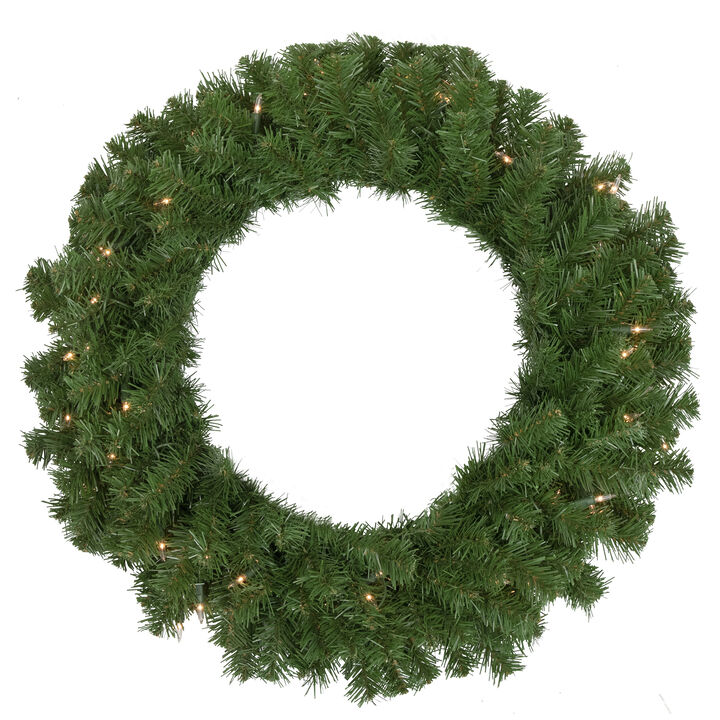 Pre-Lit Dorchester Pine Artificial Christmas Wreath  24-Inch  Clear Lights