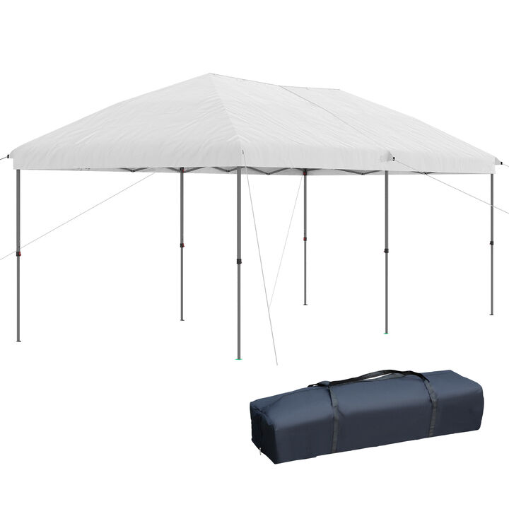Outsunny 10' x 19' Pop Up Canopy with Easy Up Steel Frame, 3-Level Adjustable Height and Carrying Bag, Sun Shade Event Party Tent for Patio, Backyard, Garden, Blue