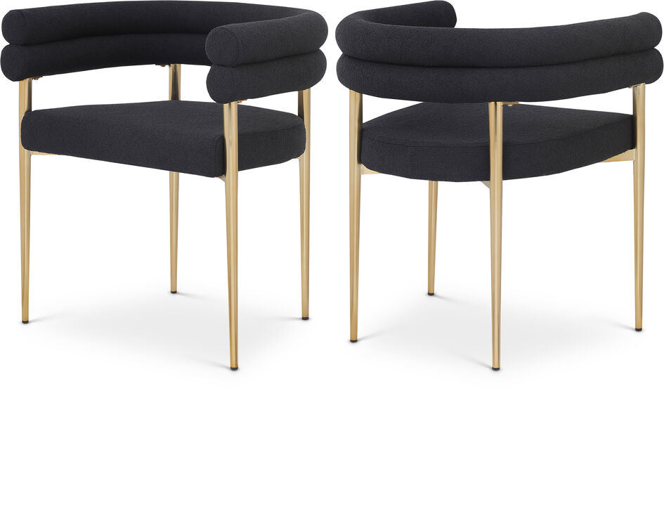 Meridian Furniture Brielle Black Boucle Fabric Dining Chair, Set of 2
