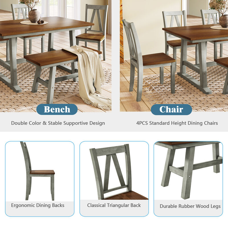 Fufze 6-Piece Wood Dining Table Set image number 4