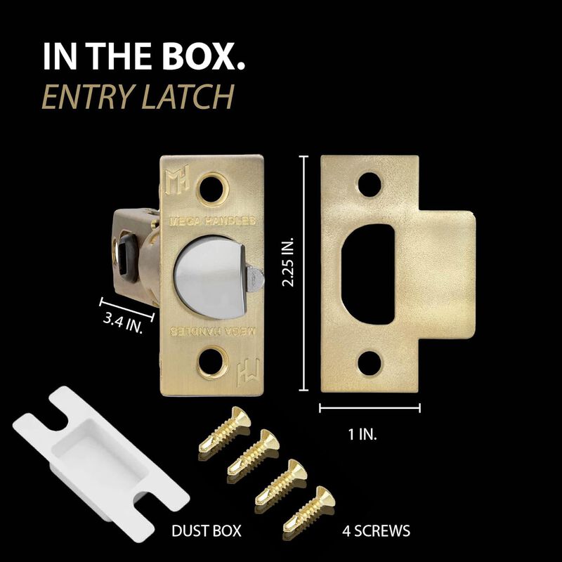 Mega Handles 2-Way Adjustable Entry Replacement Door Latch | Universal for Half Moon Spindles