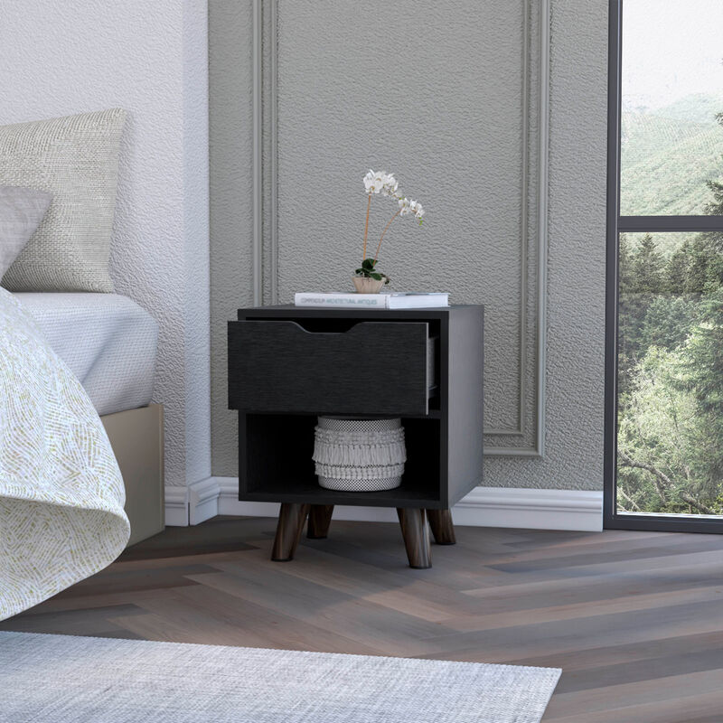 One Drawer Bedside Table – Faux Wood Storage Nightstand