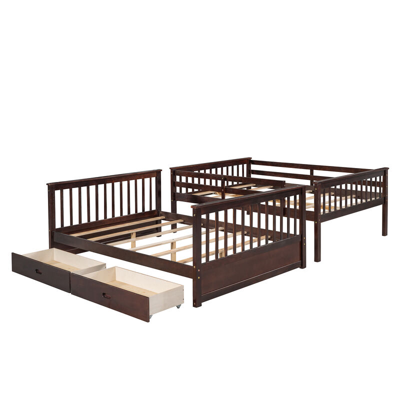 Merax Bunk Bed with Ladders and Two Storage Drawers