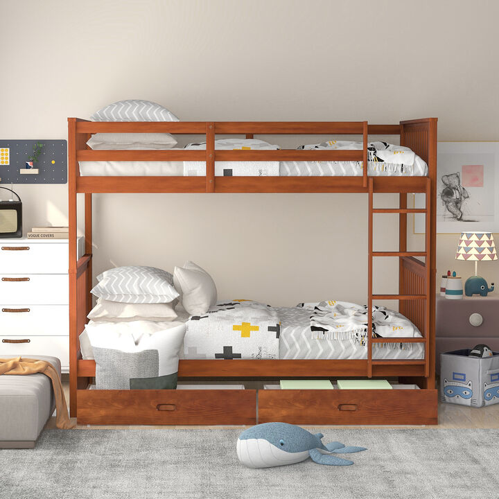 Merax Bunk Bed with Ladders and 2 Storage Drawers