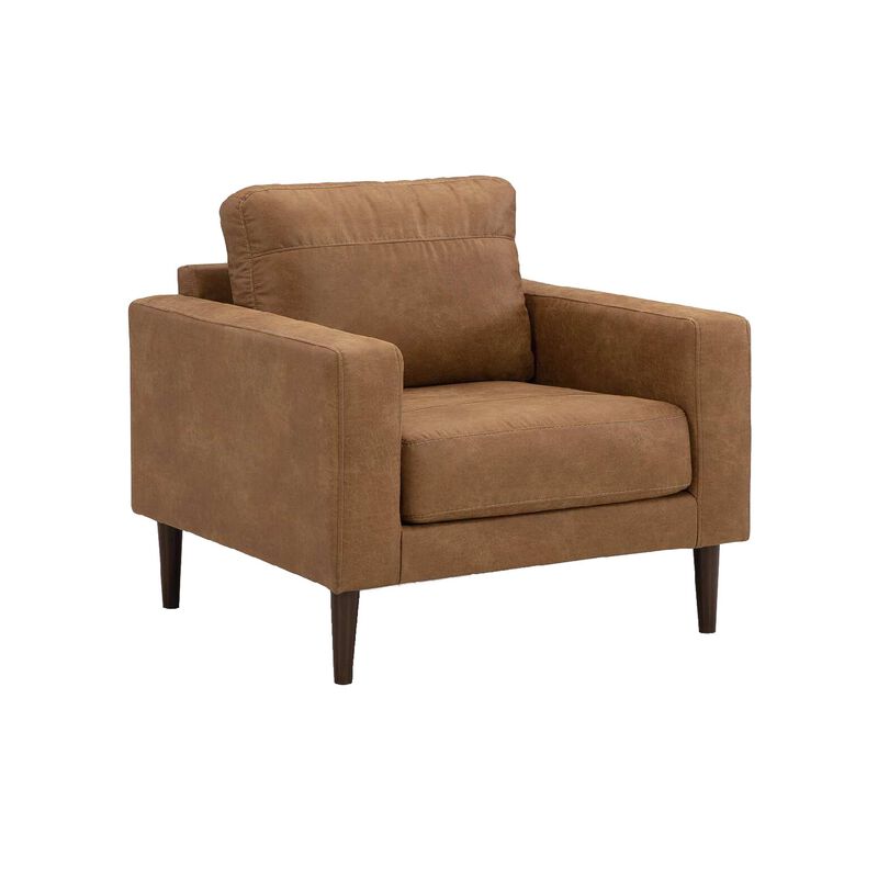 Tely 36 Inch Accent Chair, Transitional, Soft Caramel Brown Faux Leather image number 0