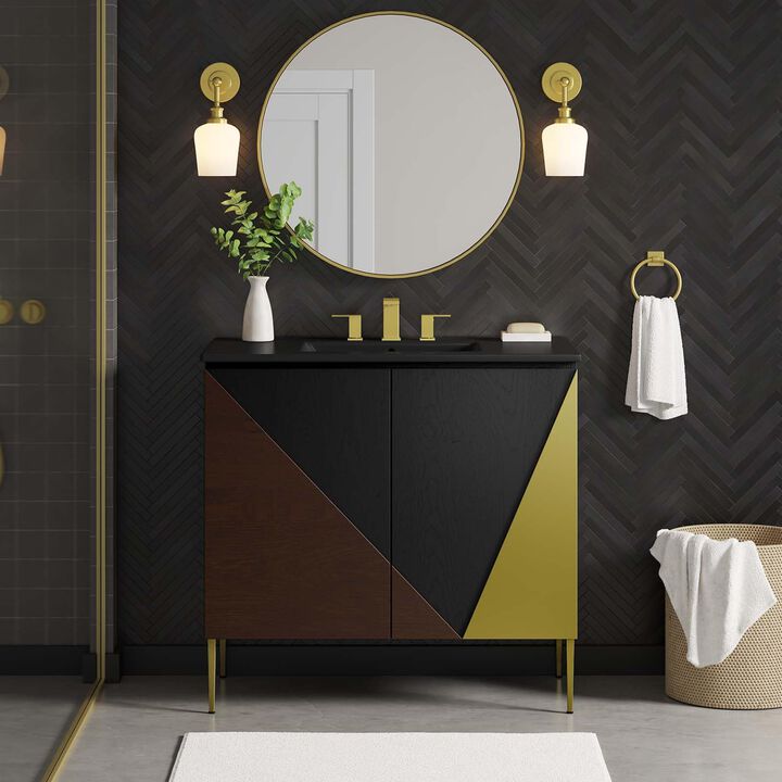 Modway EEI-6465-BLK-BLK Alchemist 36" Bathroom Vanity, Black Black