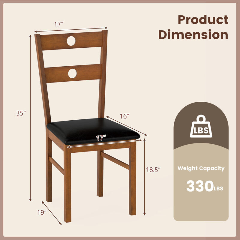 Set of 4 Wooden Dining Chairs with Armless Design and Hollowed Backrest image number 2